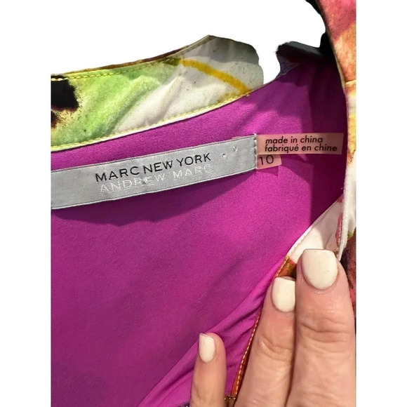 Marc‎ New York Andrew Marc Women's Multicolor Short Sleeve V-Neck Blouse Size 10 - Picture 6 of 6